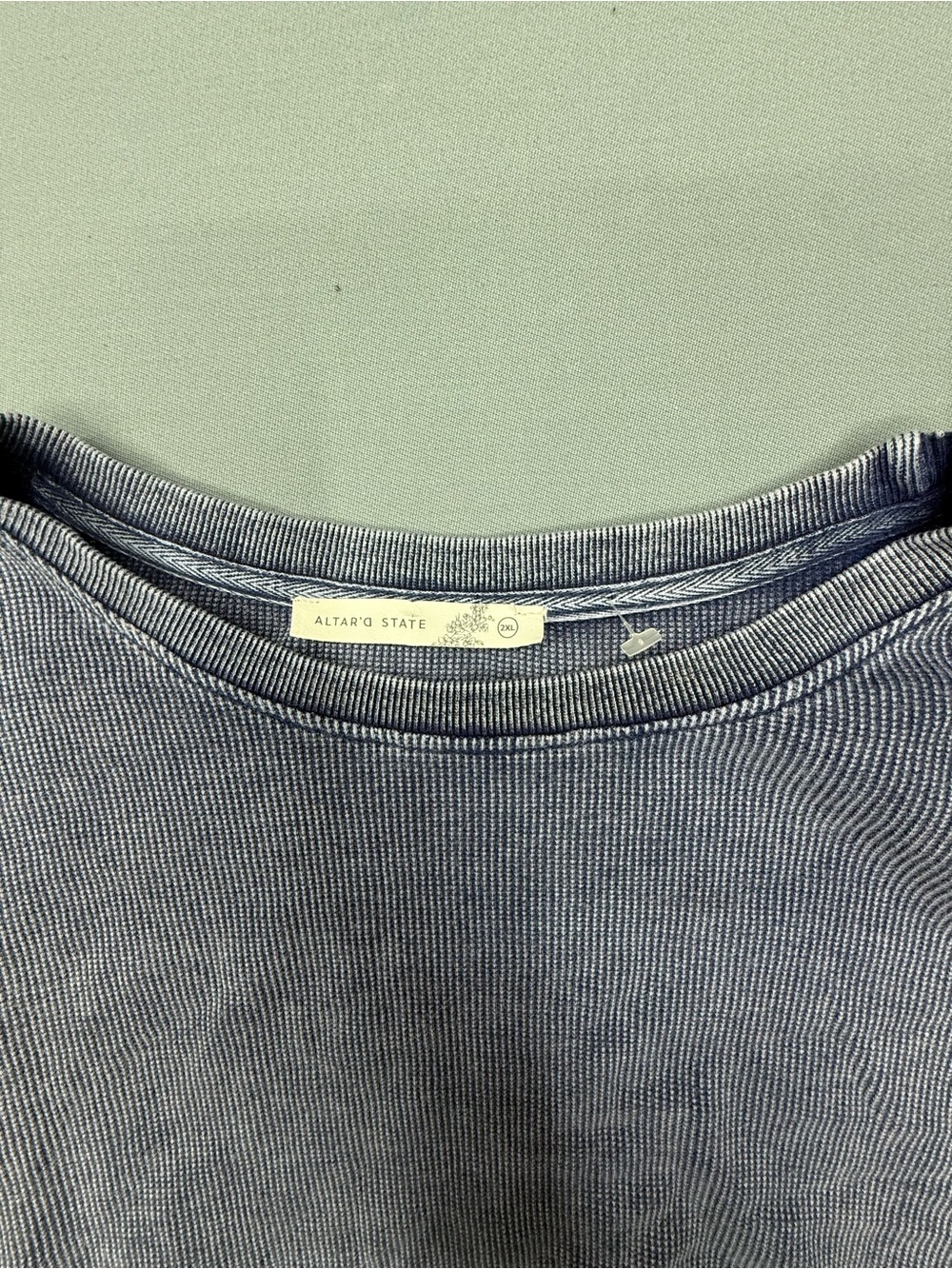 Altar'd State Washed Blue Ruffle-Hem Crop Top - Picture 5 of 6